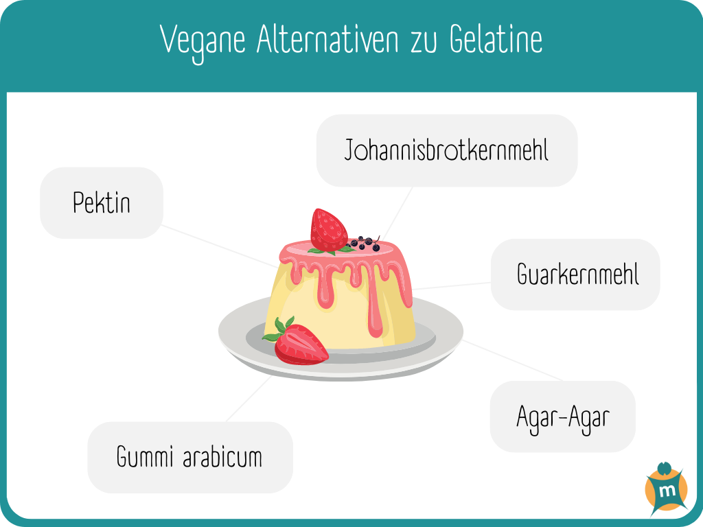 Infografik mit Alternativprodukten zu Gelatine