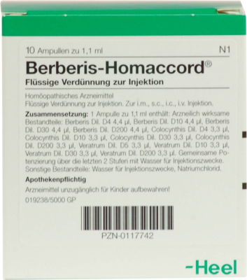 BERBERIS HOMACCORD Ampullen - 10Stk - Stärkung & Steigerung der Blasen-& Nierenfunktion
