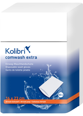 KOLIBRI comwash extra Waschhandschuh unfol.16x24cm - 50Stk