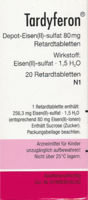 TARDYFERON Depot-Eisen(II)-sulfat 80 mg Retardtab. - 20Stk - Eisen