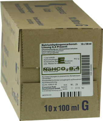 NATRIUMHYDROGENCARBONAT 8,4% Glas Infusionslsg. - 10X100ml