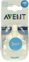 AVENT Sauger Airflex 3-Loch 2x mittl.Nahr. - 2Stk - Beruhigungssauger