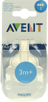 AVENT Sauger Airflex 3-Loch 2x mittl.Nahr. - 2Stk - Beruhigungssauger