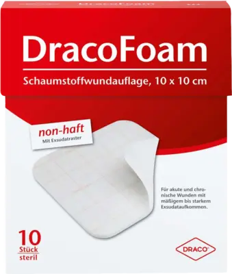DRACOFOAM Schaumstoff Wundauflage 10x10 cm (10 Stk) 