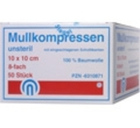 MULLKOMPRESSEN ES 10x10 cm unsteril 8fach - 50Stk