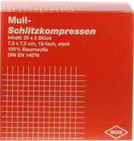 SCHLITZKOMPRESSEN Mull 7,5x7,5 cm steril 12fach - 25X2Stk