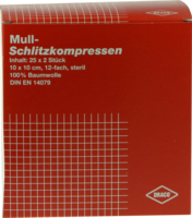 SCHLITZKOMPRESSEN Mull 10x10 cm steril 12fach - 25X2Stk