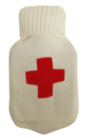 WÄRMFLASCHE 1 l Gummi m.Bezug Muster Herz od.Kreuz - 1Stk