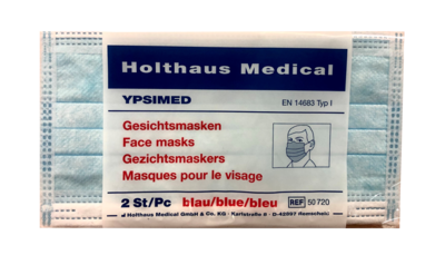 GESICHTSMASKE YPSIMED nach EN14683 Typ I - 2Stk