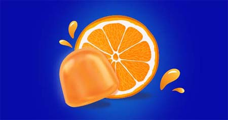 Bild einer Orange und Weichgummi