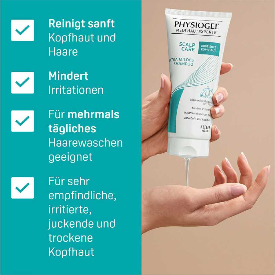 Reinigt sanft, mildert irritationen, für sehr empflindliche Kopfhaut