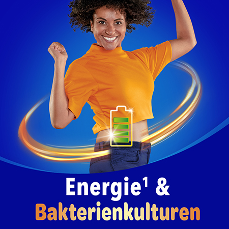 Frau mit grünem Batteriesymbol, Energie & Bakterienkulturen