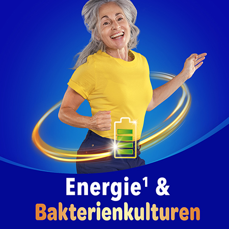 Frau mit grünem Energie-Symbol, Energie & Bakterienkulturen