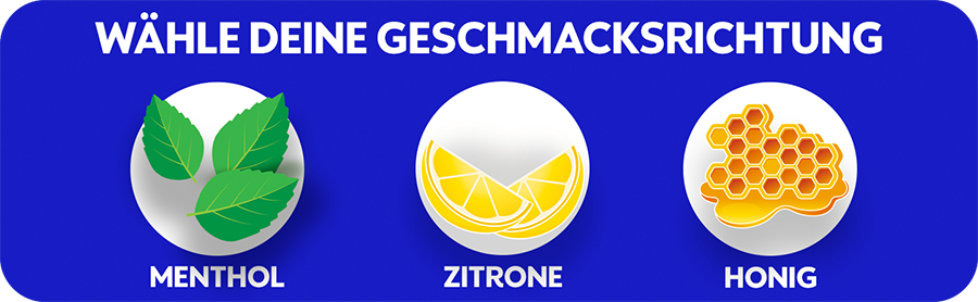 Symbole und Text werden gezeigt, die besagen: Ab 6 Jahren, ohne künstliche Farbstoffe, zuckerfrei.