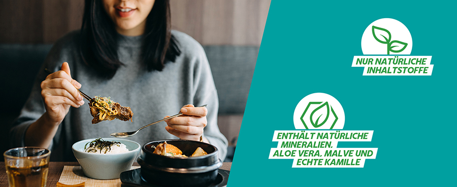 Nur natürliche Inhaltsstoffe. Enthält natürliche Mineralien, Aloe Vera, Malve und echte Kamille.