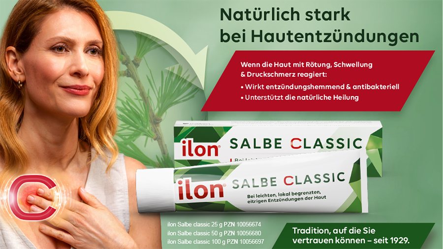 Wenn die Haut mit Rötung, Schwellung & Druckschmerz reagiert: ilon Salbe classic.