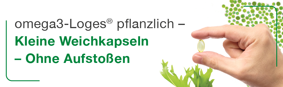 omega3-Loges pflanzlich: Kleine Weichkapseln, kein unangenehmes Aufstoßen