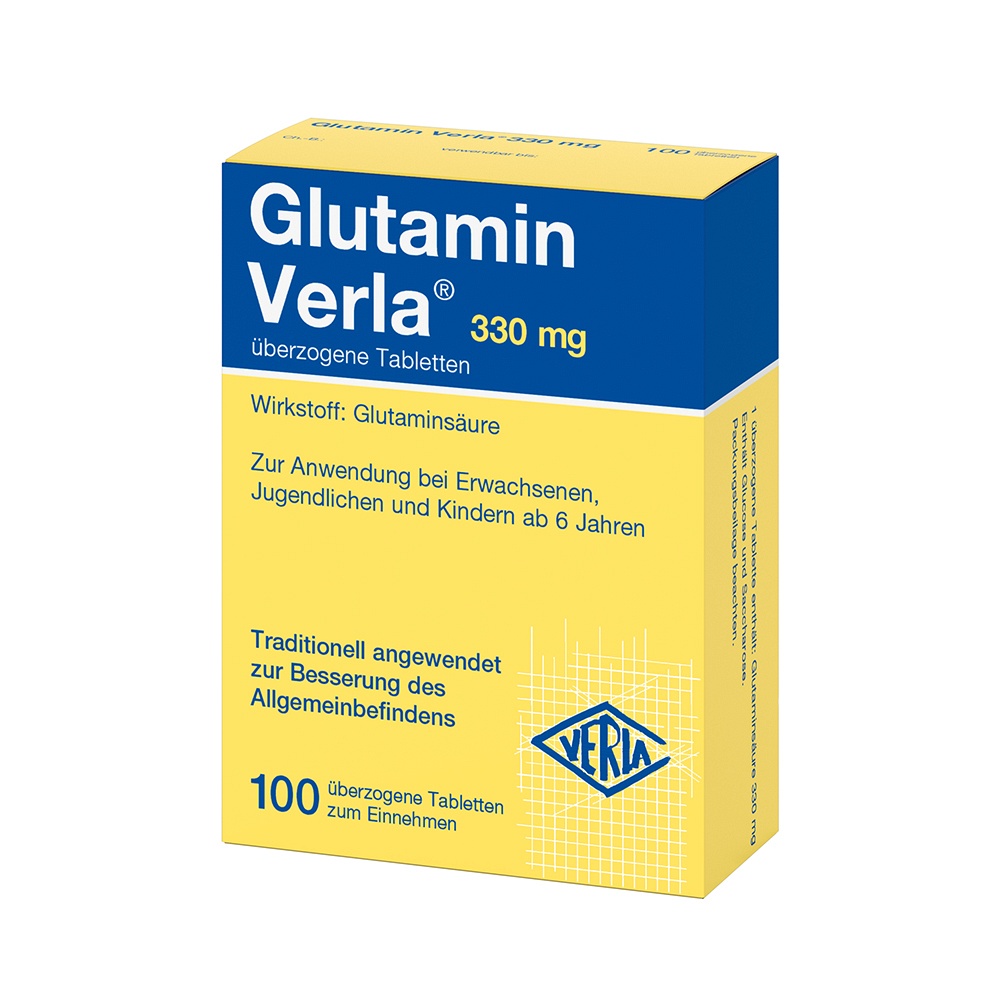 GLUTAMIN VERLA überzogene Tabletten - 100Stk - Stärkung für das Gedächtnis