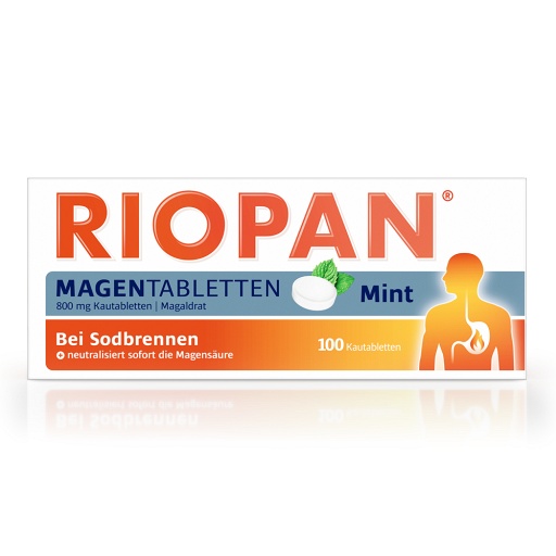 RIOPAN Magen Tabletten Mint 800 mg Kautabletten - 100Stk - Entgiften-Entschlacken-Entsäuern