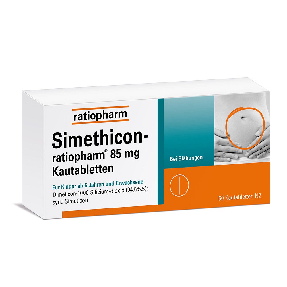 SIMETHICON-ratiopharm 85 mg Kautabletten - 50Stk - Blähungen & Krämpfe