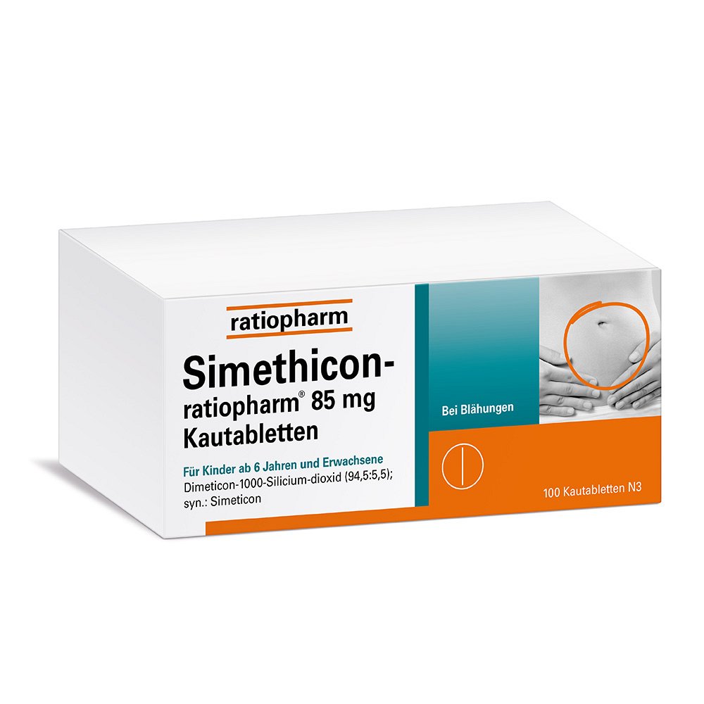 SIMETHICON-ratiopharm 85 mg Kautabletten - 100Stk - Blähungen & Krämpfe