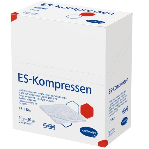 IJver morgen Diplomatie ES-KOMPRESSEN steril 10x10 cm 8fach (25X2 Stk) - medikamente-per-klick.de