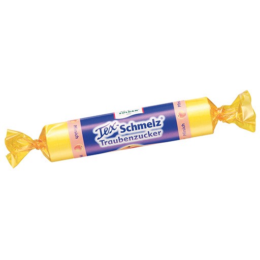 SOLDAN Tex Schmelz Traubenzucker Pfirsich Rolle - 33g - Tex Schmelz® Traubenzucker
