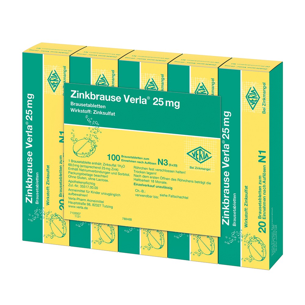 ZINKBRAUSE Verla 25 mg Brausetabletten - 100Stk - Selen & Zink
