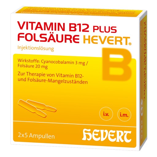 VITAMIN B12 PLUS Folsäure Hevert a 2 ml Ampullen - 2X5X2ml - Vitamin B