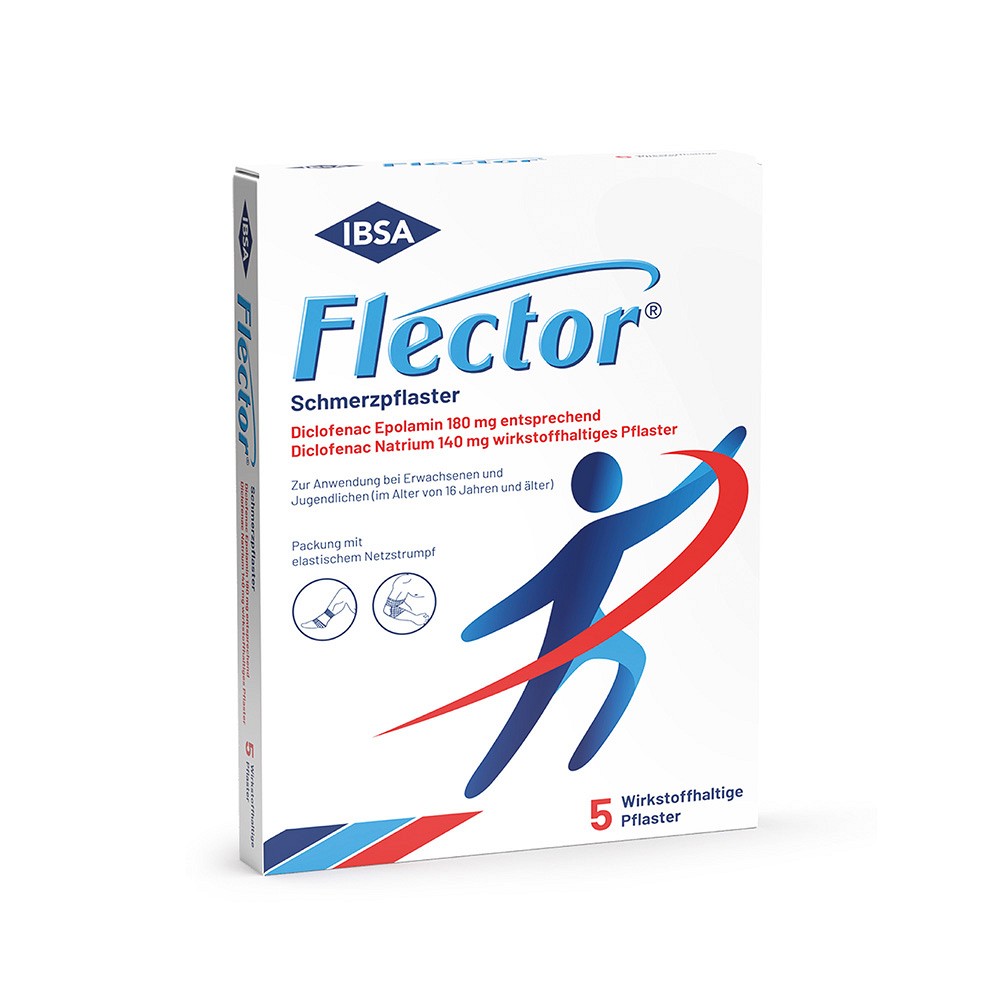 FLECTOR Schmerzpflaster+elastischer Netzstrumpf - 5Stk - Gelenk-& Muskelschmerzen