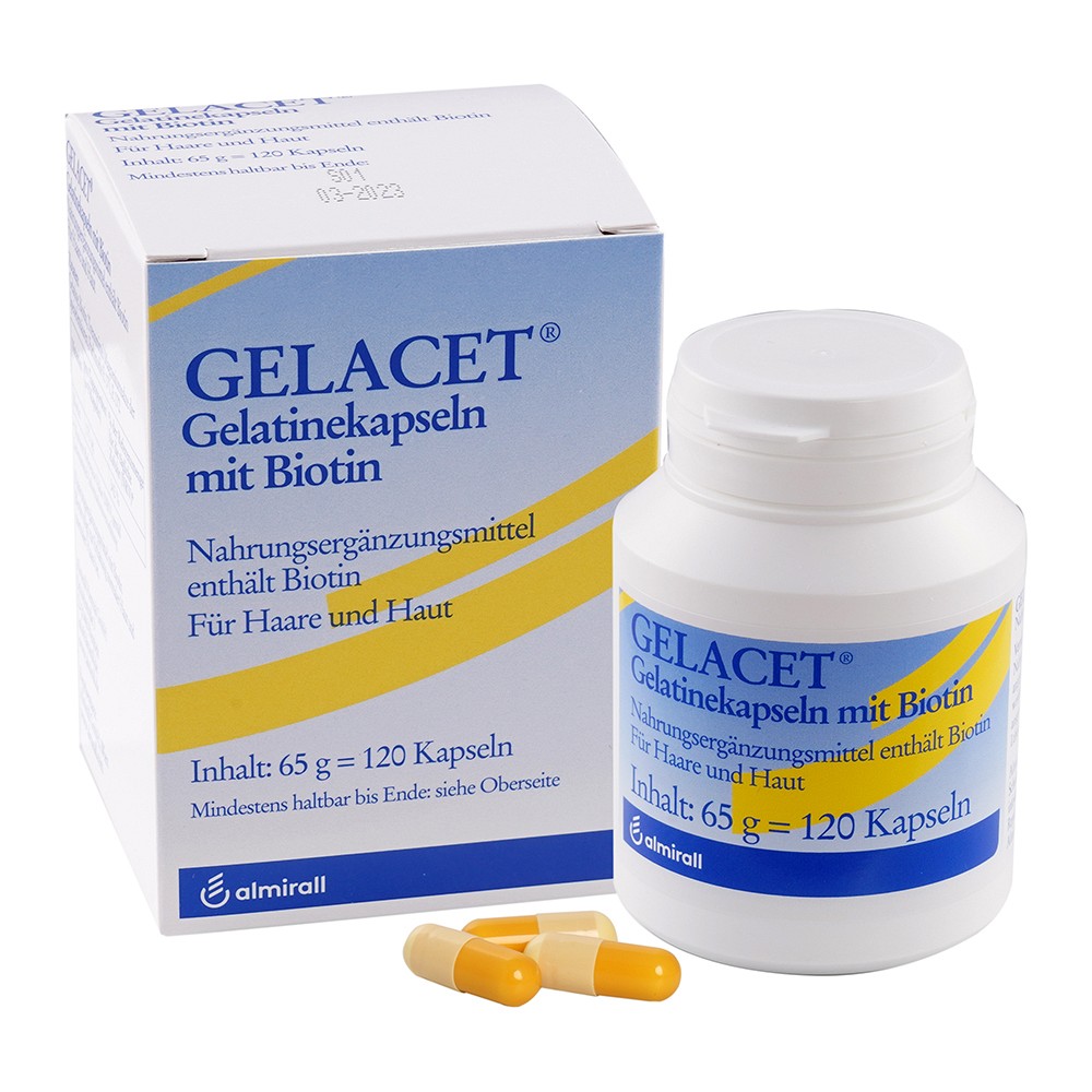 GELACET Gelatinekapseln mit Biotin - 120Stk - Für Haut, Haare & Knochen