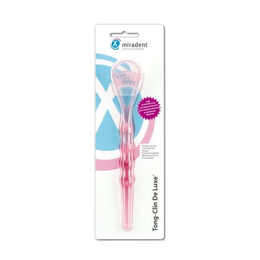MIRADENT Zungenreiniger Tong-Clin de L.pink trans. - 1Stk - Zahn- & Mundpflege