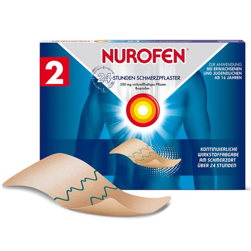 NUROFEN 24-Stunden Schmerzpflaster 200 mg - 2Stk - Gelenk-, Kreuz- & Rückenschmerzen, Sportverletzungen