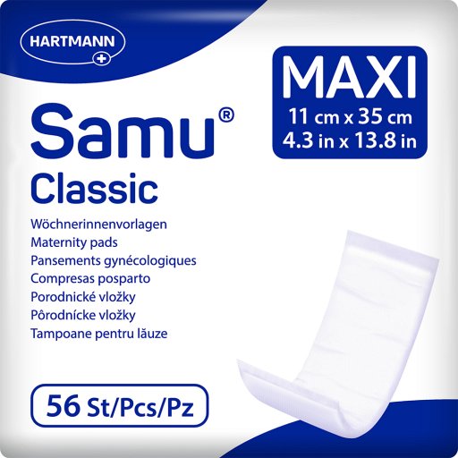 SAMU Wöchnerinnen Vorlagen Classic maxi 11x35 cm - 56Stk