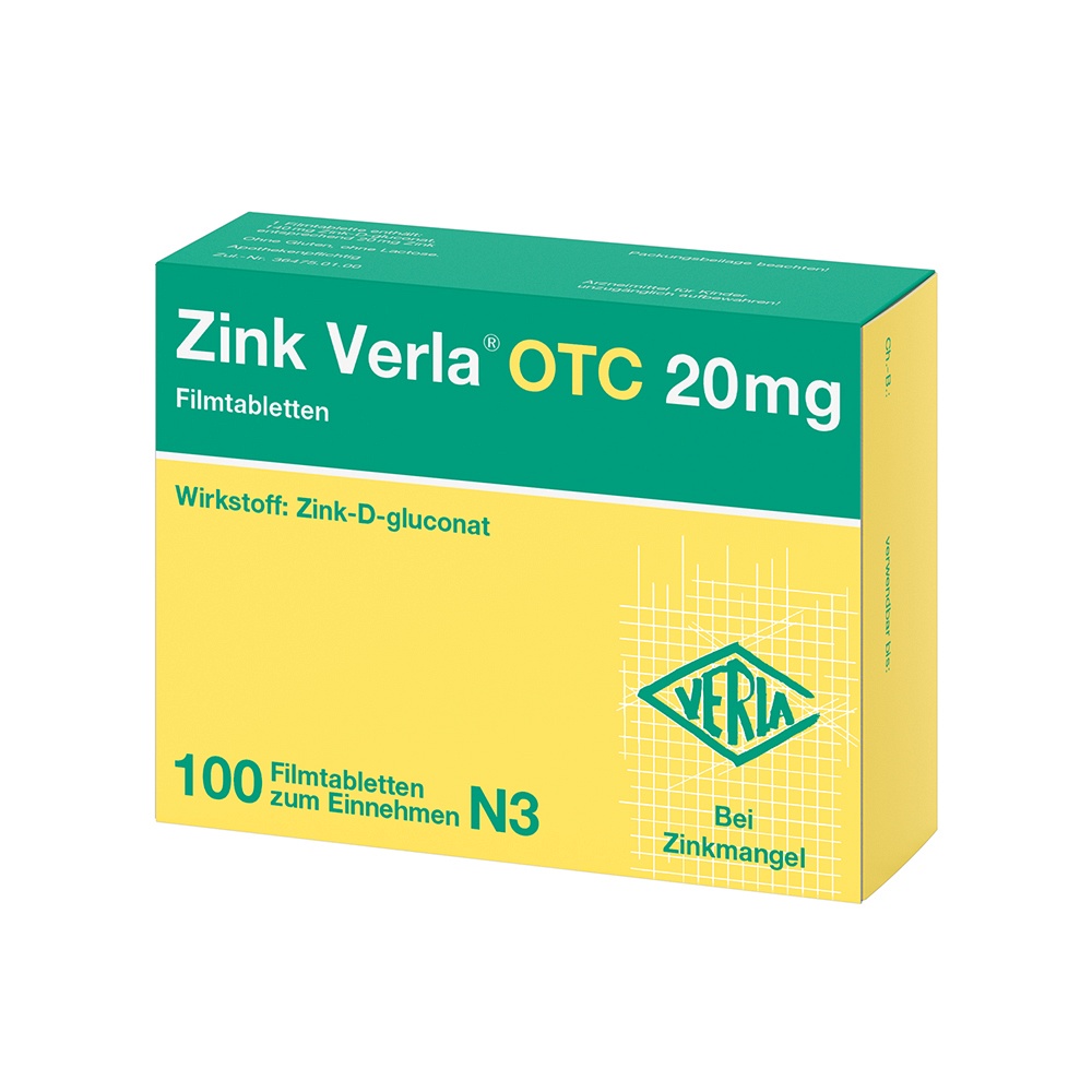 ZINK VERLA OTC 20 mg Filmtabletten - 100Stk - Zink Verla