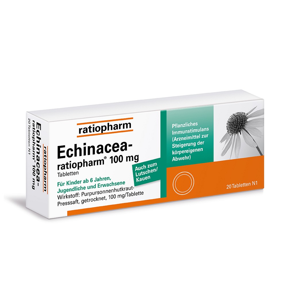 ECHINACEA-RATIOPHARM 100 mg Tabletten - 20Stk - Erkältung - Husten