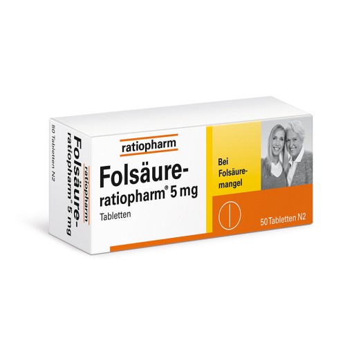 FOLSÄURE-RATIOPHARM 5 mg Tabletten - 50Stk - Vitamine & Mineralstoffe