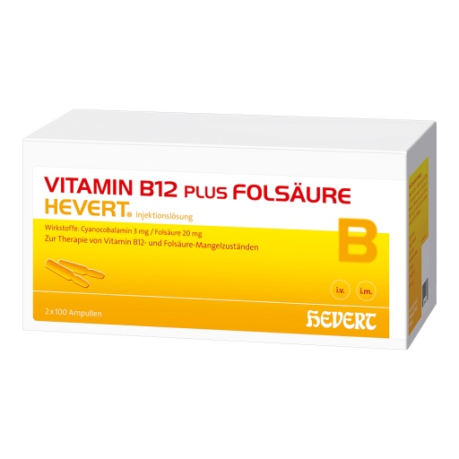 VITAMIN B12 PLUS Folsäure Hevert a 2 ml Ampullen - 2X100X2ml
