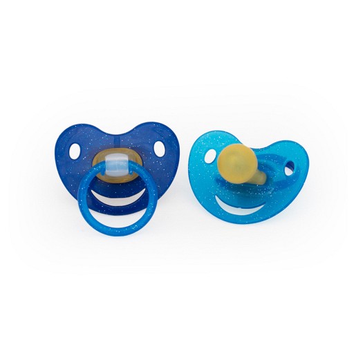 BERUHIGUNGSSAUGER Kirsche Lat.0-6 M.bicol.blau - 2Stk - Beruhigungssauger