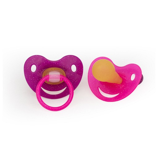 BERUHIGUNGSSAUGER Kirsche Lat.6-18 M.bicol.pink - 2Stk - Beruhigungssauger