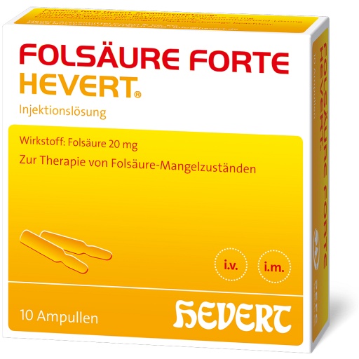 FOLSÄURE FORTE Hevert 20 mg Inj.-Lösung Amp. - 10X2ml
