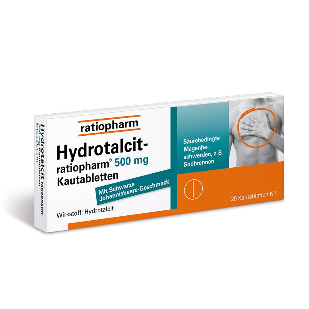 HYDROTALCIT-ratiopharm 500 mg Kautabletten - 20Stk - Entgiften-Entschlacken-Entsäuern