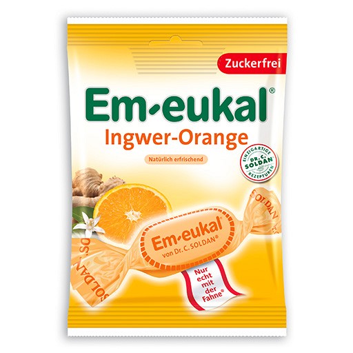 EM-EUKAL Bonbons Ingwer Orange zuckerfrei - 75g - Em-Eukal®