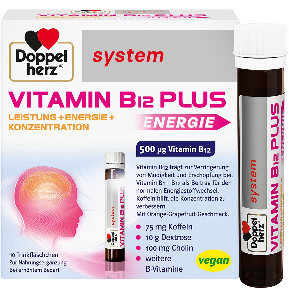 DOPPELHERZ Vitamin B12 Plus system Trinkampullen - 10X25ml - Doppelherz® System