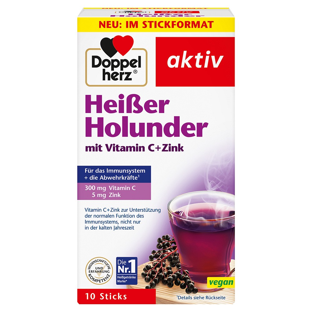 DOPPELHERZ heißer Holunder m.Vit.C+Zink Granulat - 10Stk - Immunsystem & Zellschutz