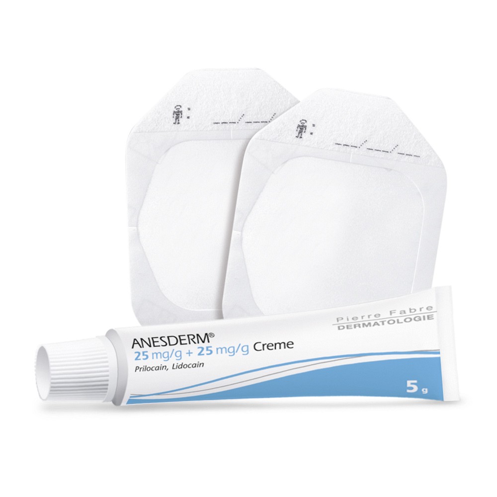 ANESDERM 25 mg/g + 25 mg/g Creme + 2 Pflaster - 5g - Tattoopflege