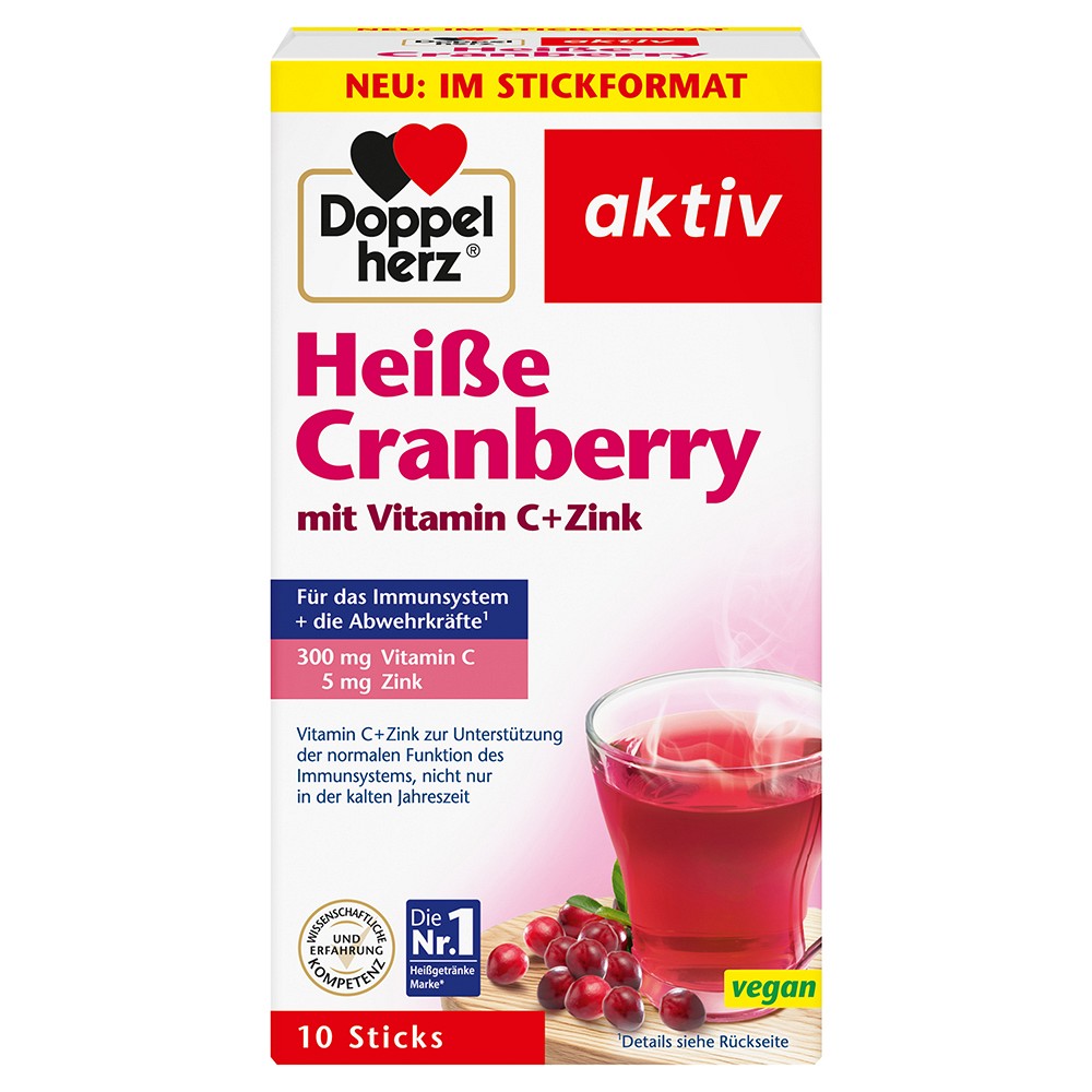 DOPPELHERZ heiße Cranberry m.Vit.C+Zink Granulat - 10Stk - Immunsystem & Zellschutz