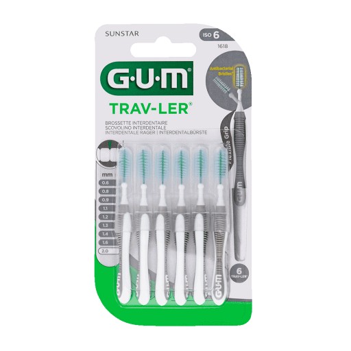 GUM TRAV-LER 2,0mm Kerze grau Interdental+6Kappen - 6Stk - GUM