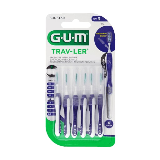 GUM TRAV-LER 1,2mm Kerze lila Interdental+6Kappen - 6Stk - GUM