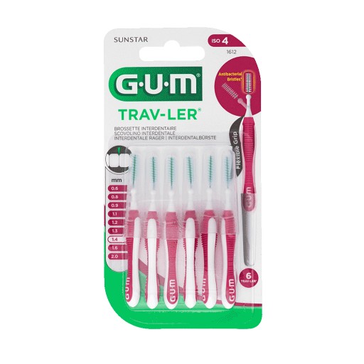 GUM TRAV-LER 1,4mm Kerze pink Interdental+6Kappen - 6Stk - GUM